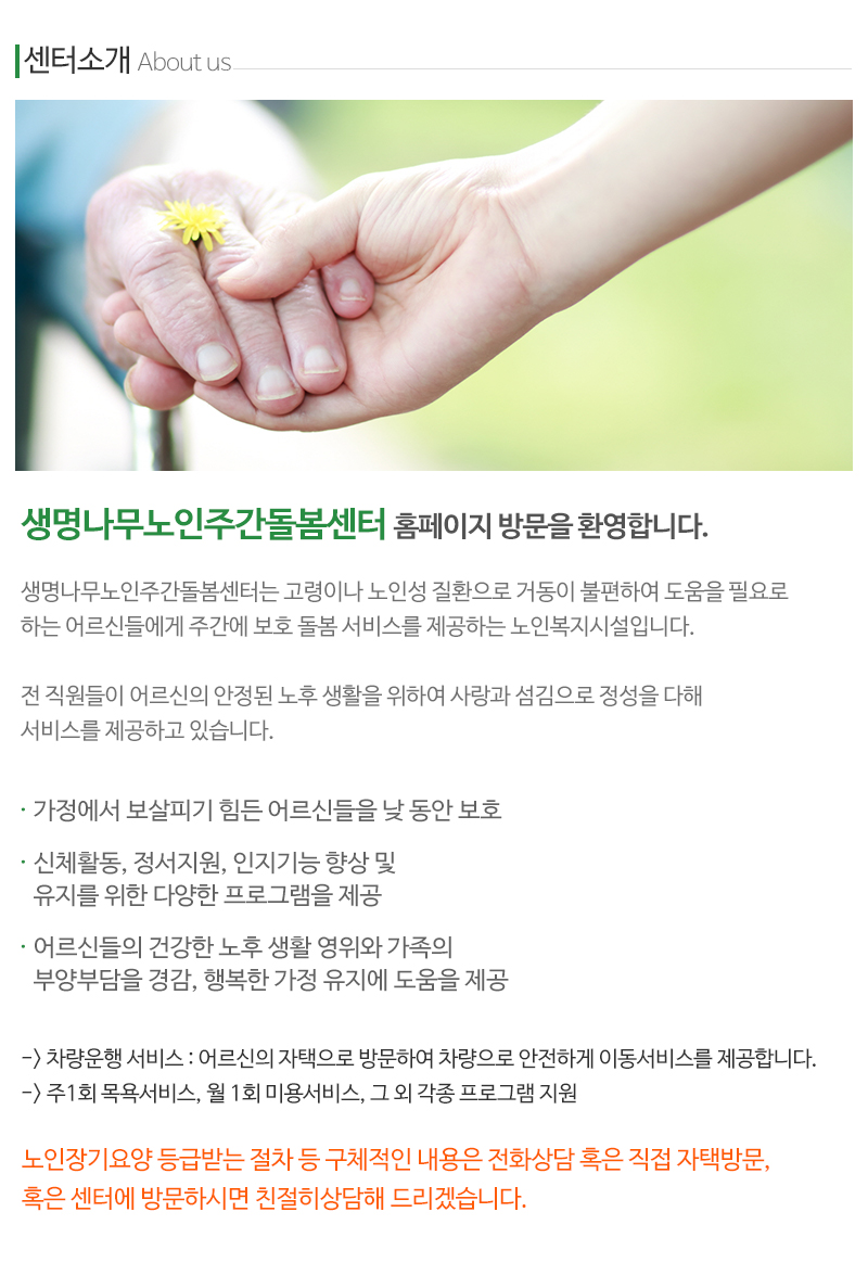 생명나무노인주간돌봄센터_내용